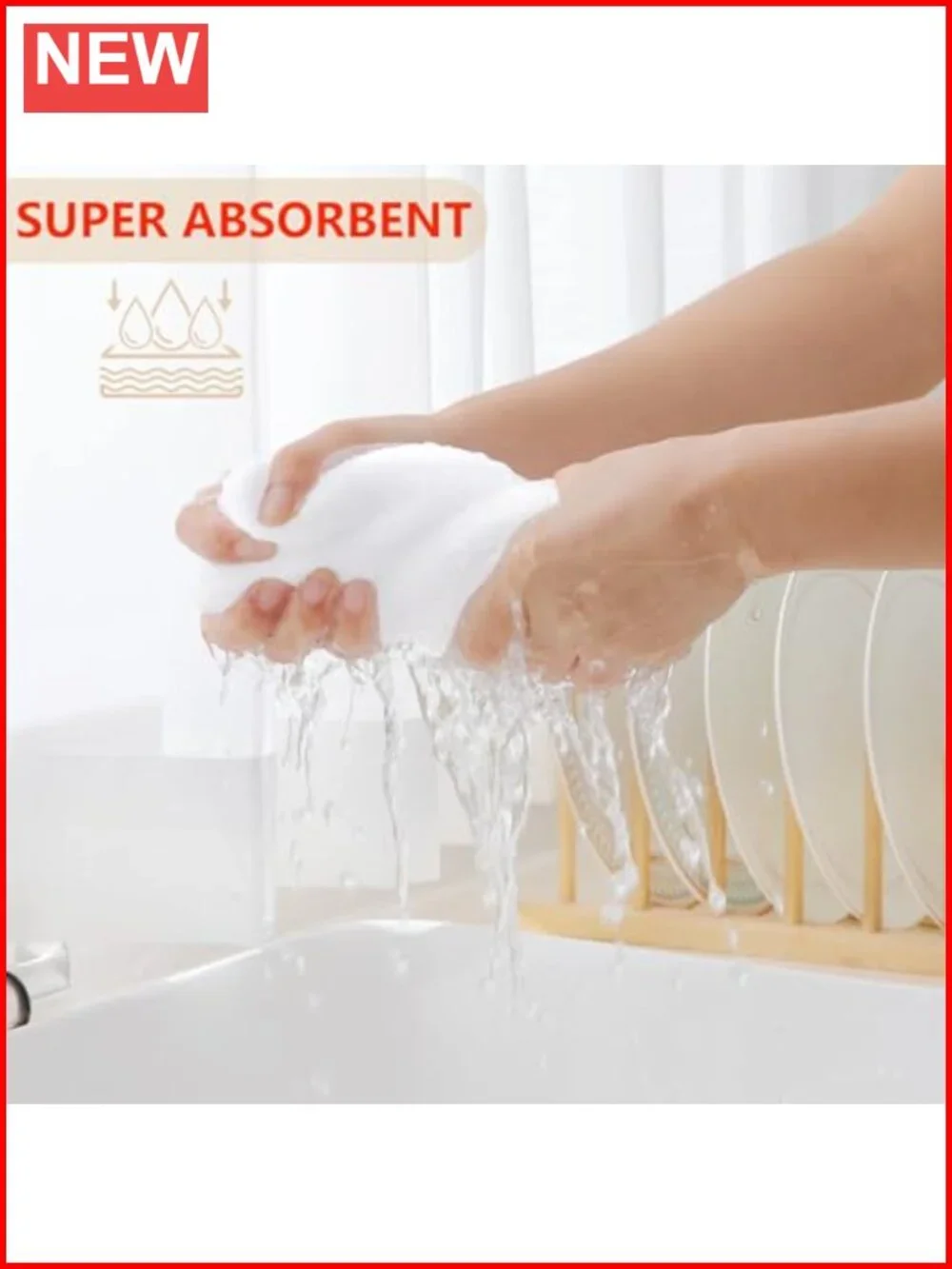 100% Cotton Waffle Weave Kitchen Dish Cloths 6-Pack Super Absorbent